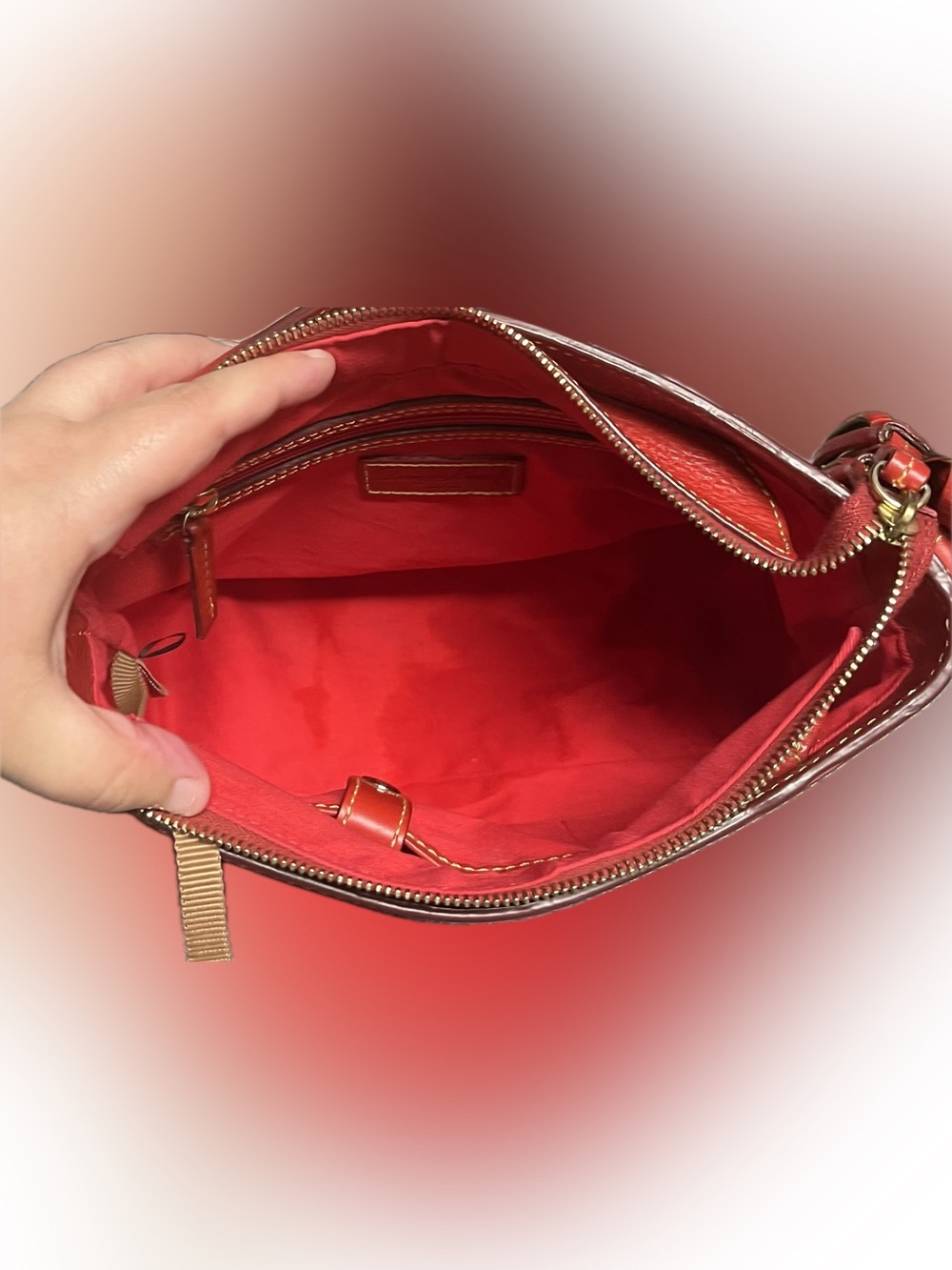 Dooney & Bourke Red Quilted Leather Shoulder Bag with Tassel - Picture 2 of 12